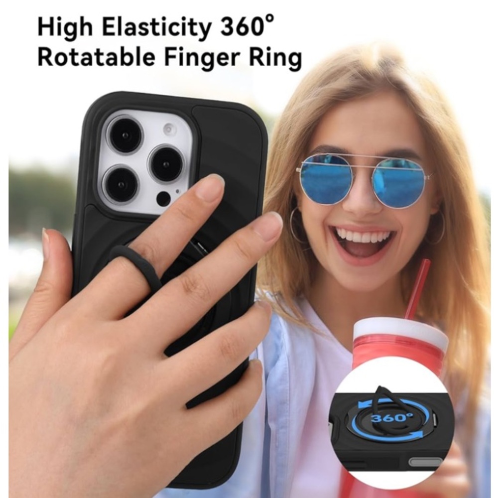 Magnetic Ring Stand for iPhone 16 pro max Case Black NEW - Picture 3 of 9